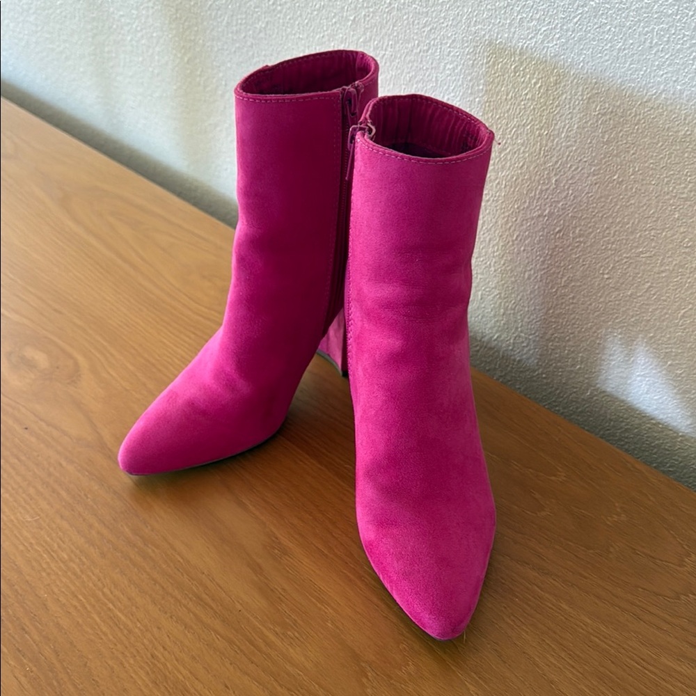 Pink Suede Booties